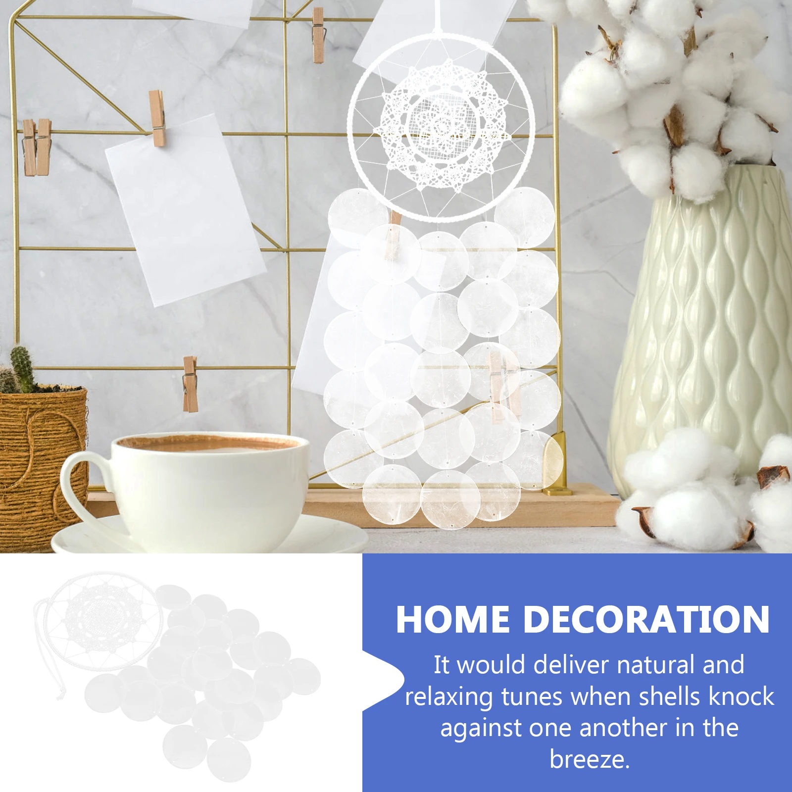 

Shell Chime Mirror Bell Decorative Home Ornament For Garden Patio Bedroom Balcony Housewarming Gift Seashell Chimes Outdoor