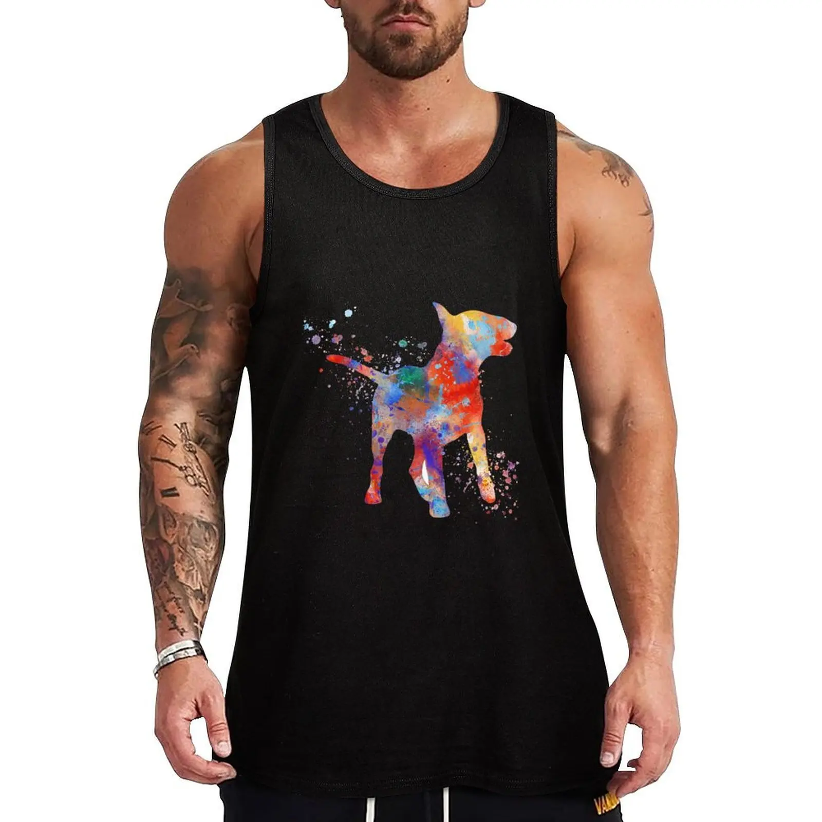 Bull Terrier, watercolor Bull Terrier Tank Top gym clothes man Man gym clothes summer clothes men 2024