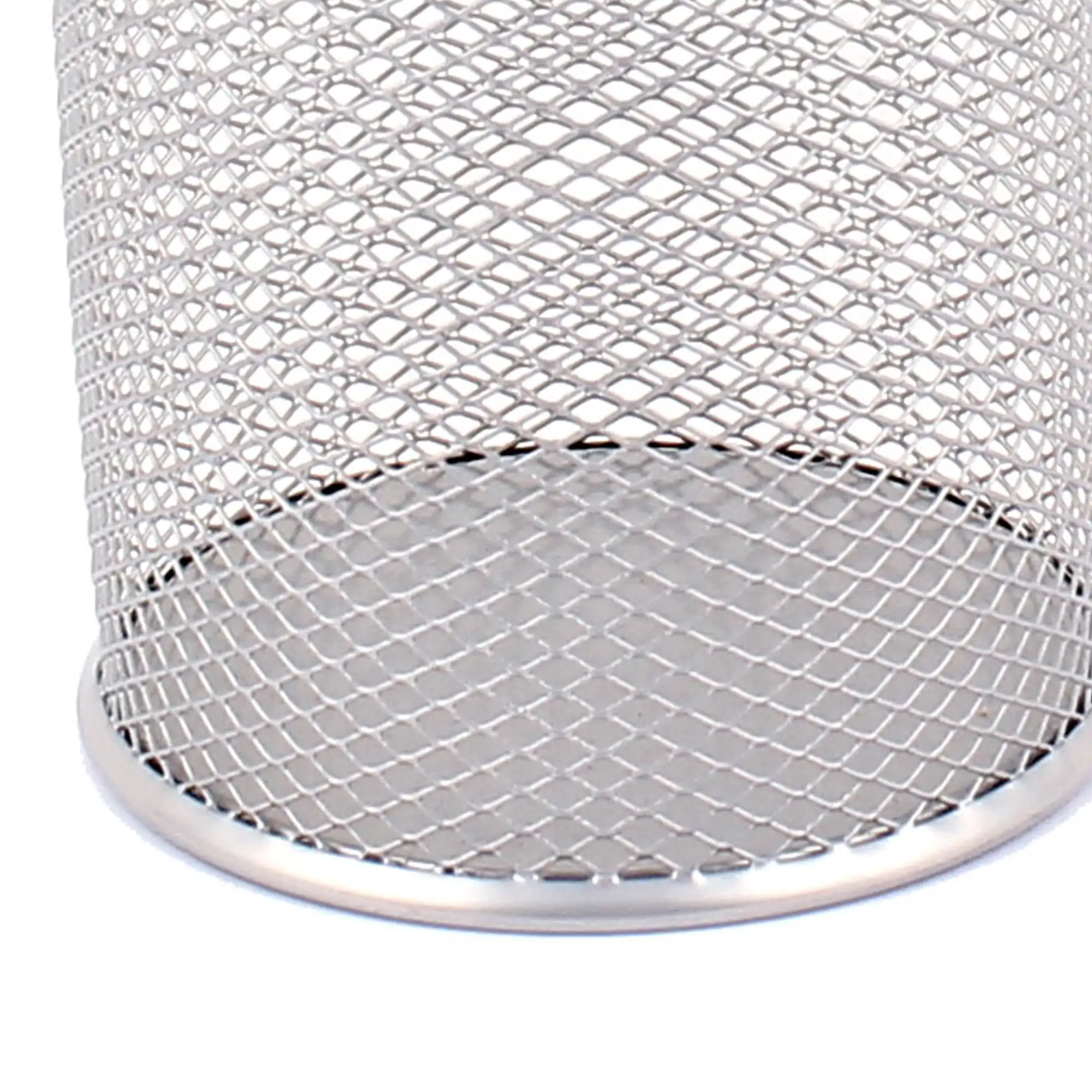 사무실 금속 실린더 모양 메쉬 펜 연필 홀더 보관 주최자 회색