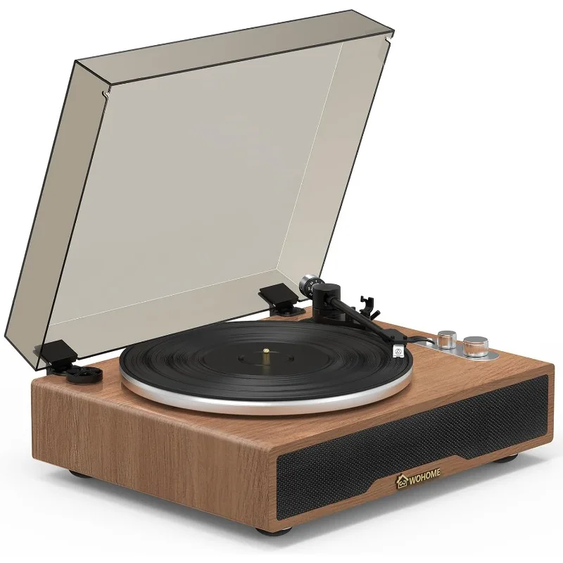 

Hi-Fi Stereo Turntable Vinyl Record Player, Bluetooth Input/Output, Belt Drive, 2-Speed with Adjustable