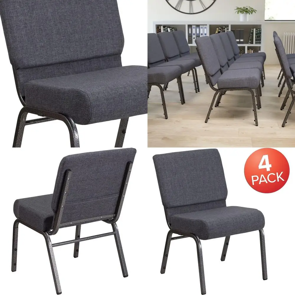 

Комплект из 4-х церковных стульев серии HERCULES, 21 дюйм в ширину, серого цвета - Silver Vein e