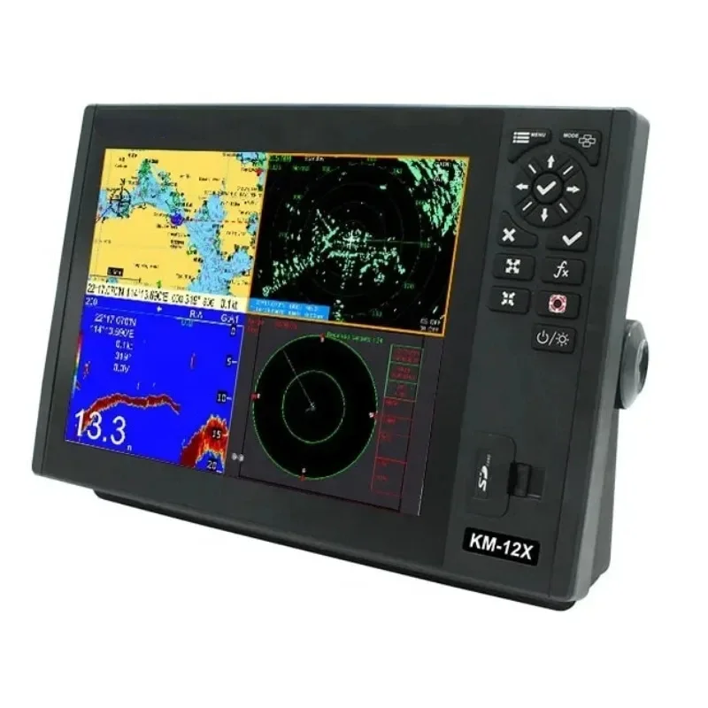 12 Inch KM-12X Marine GPS Chart Plotter Class B AIS Transponder Fish Finder & Radar Function 5-in-1 Navigation System for Boats