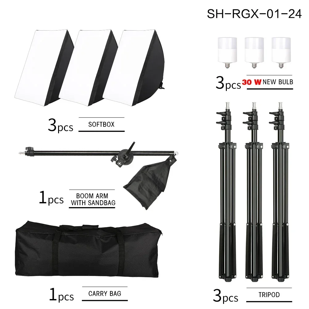 SH 50x70CM Fotografie Softbox Verlichtingssets E27 Base Professioneel continu lichtsysteem Softbox voor fotostudio-apparatuur