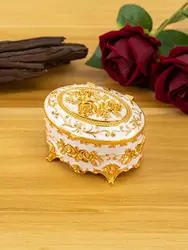 Metal Creative Vintage JewelryEuropean Box Small Gold-plated Hand-painted High-end Rose Jewelry Storage Box Cotton Swab Box Val
