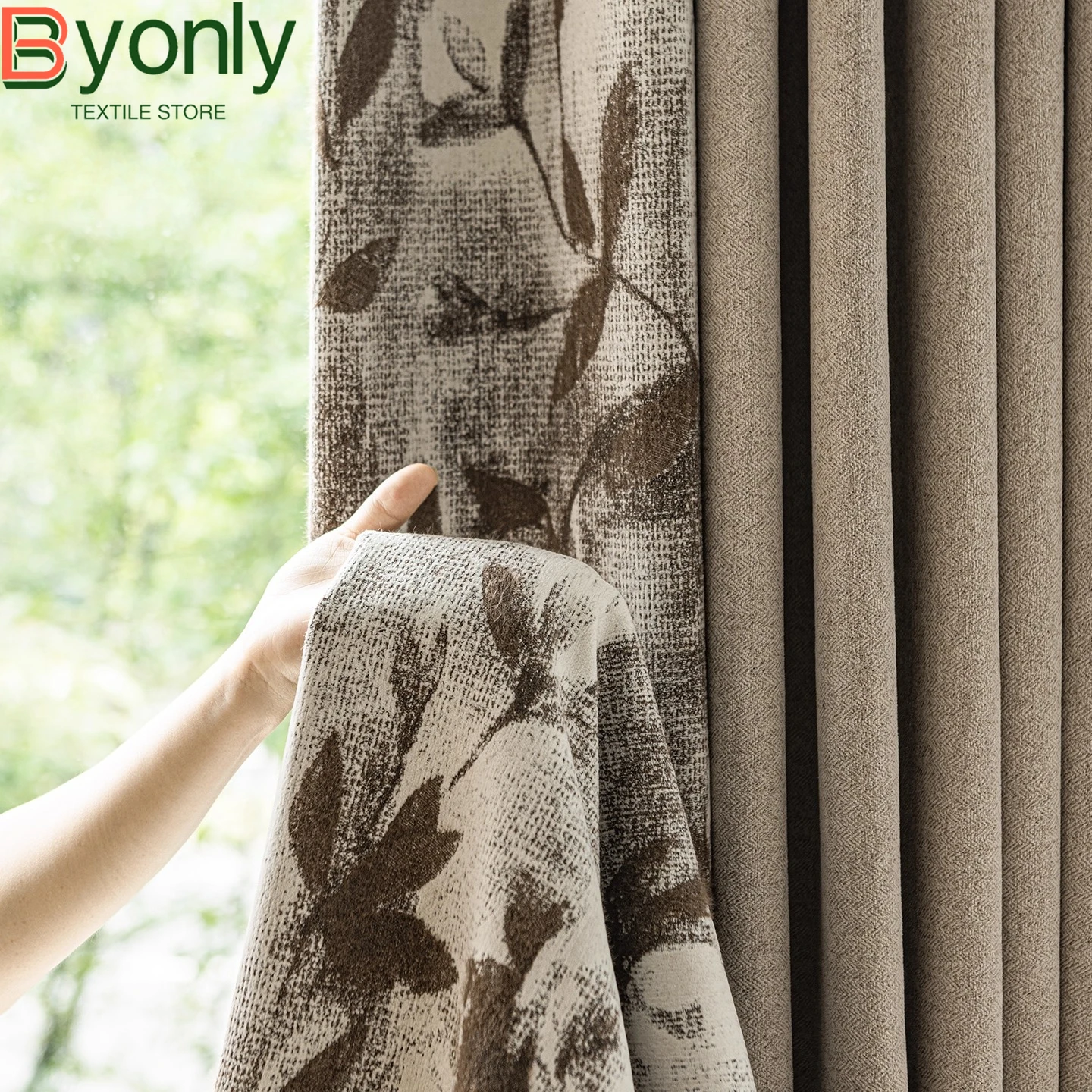 

High Grade Chenille Splicing Cashmere Jacquard Curtains for Living Room Bedroom Window French Window Customized Finished Balcony