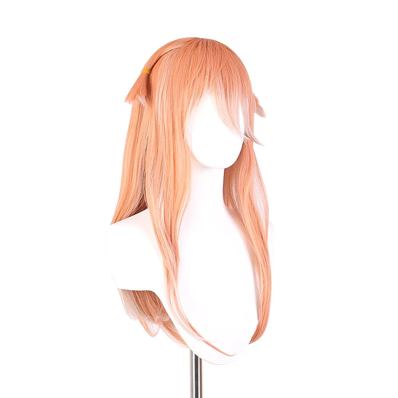 原神 Xiangfei オレンジとピンクがかった白のグラデーションハイライト付きミディアムレングスコスプレウィッグ高温耐性シルク