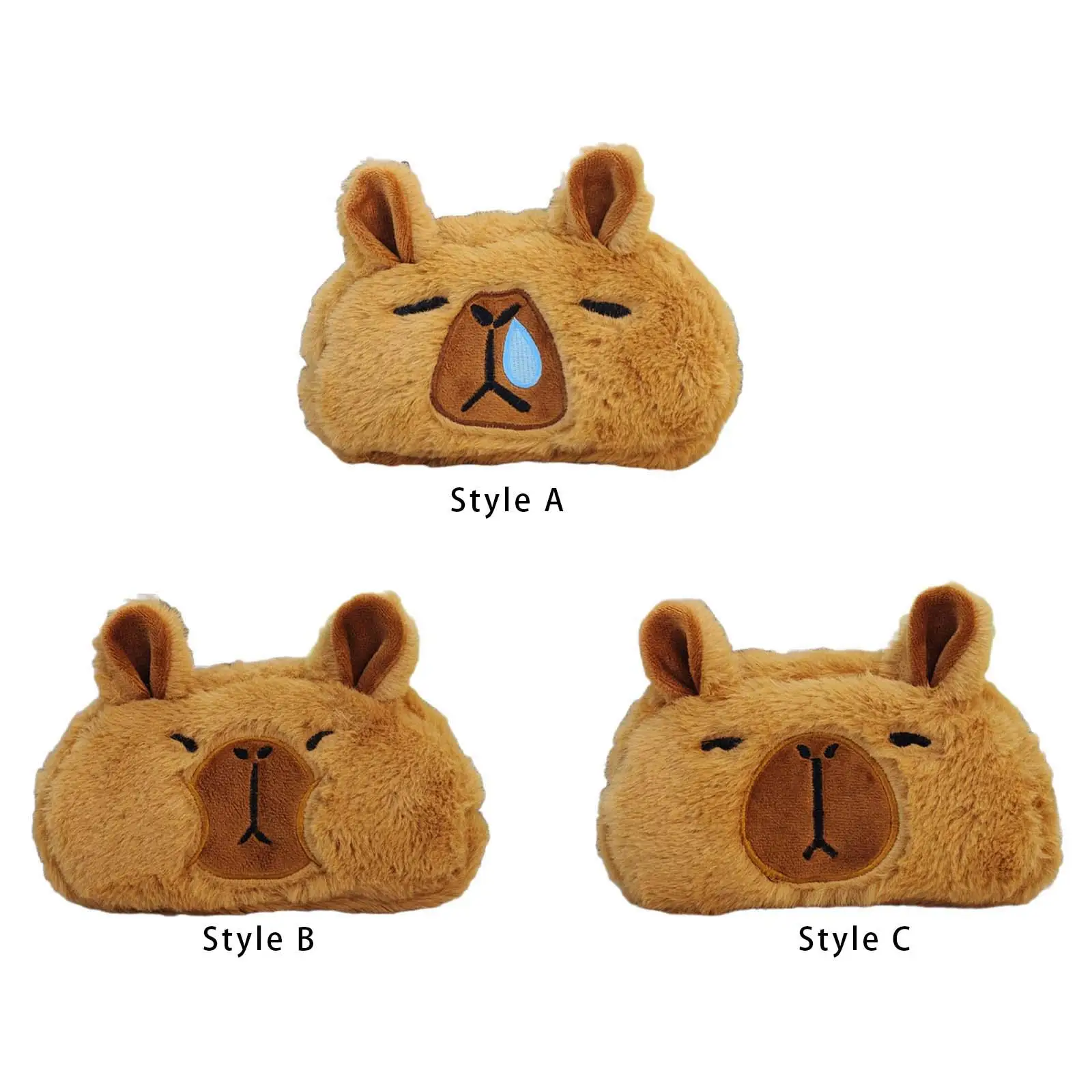 

Plush Capybara Pencil Case Zipper Closure Multipurpose Pens Holder Cute Makeup Pouch Pen Bag for Office Kids Teens Children Gift