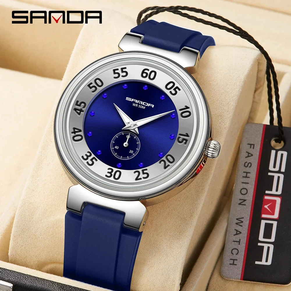 Sanda 3212 New Hot Selling Double Needle Half Quartz Watch Fashion and Trendy Versatile Simple Women's Night Glow Watch