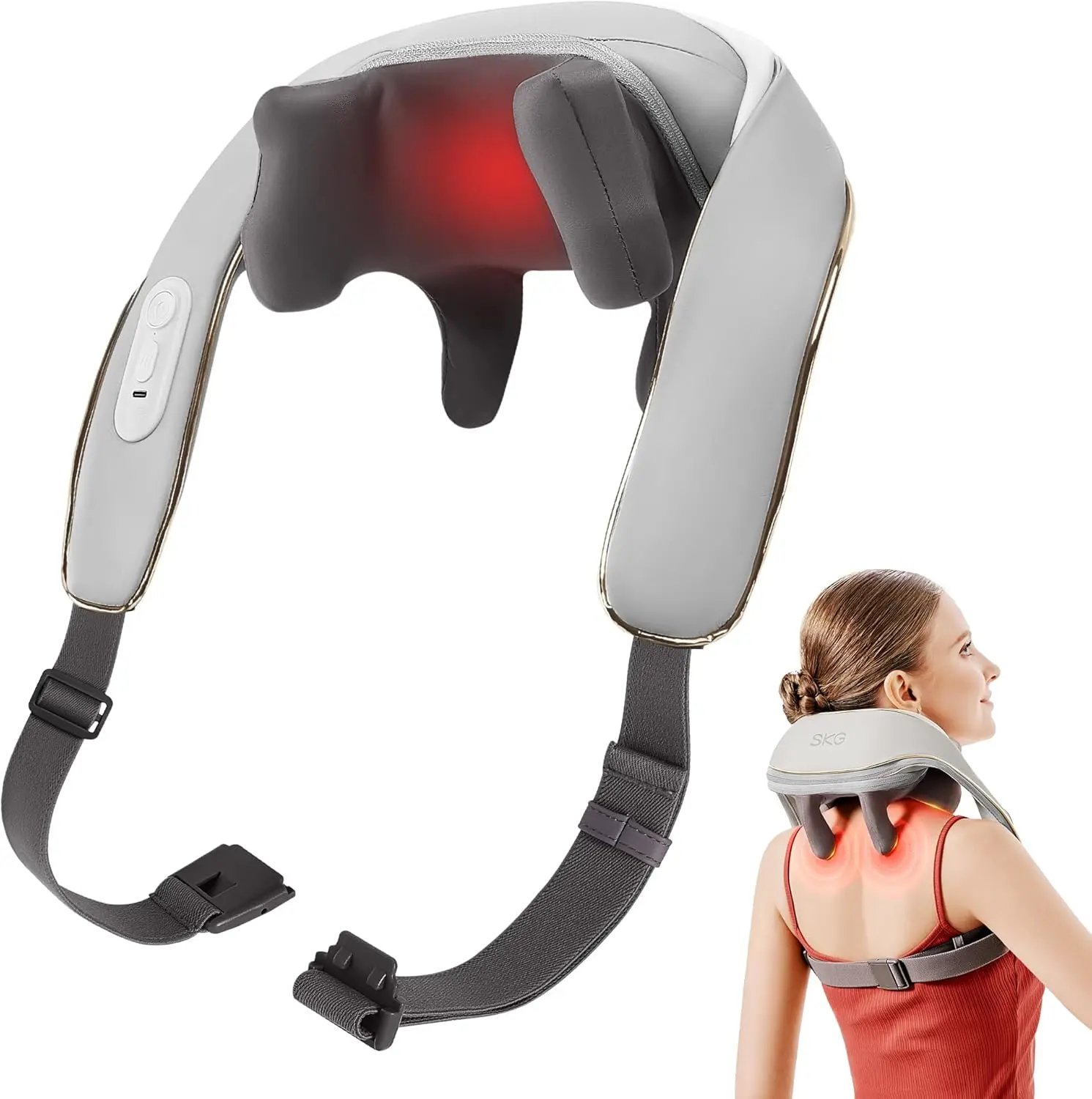 SKG 2025 Neck Massager for Pain Relief Deep Tissue 6D Kneading with Heat Cordless Neck and Shoulder Massage Gifts for Men and Wo