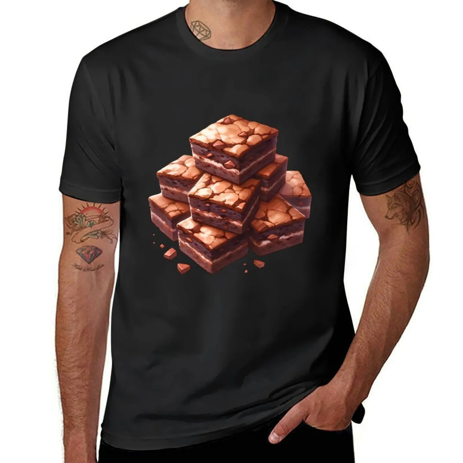 Stack of Chocolate Brownies T-Shirt tees quick drying Blouse plus size tops tshirts for men