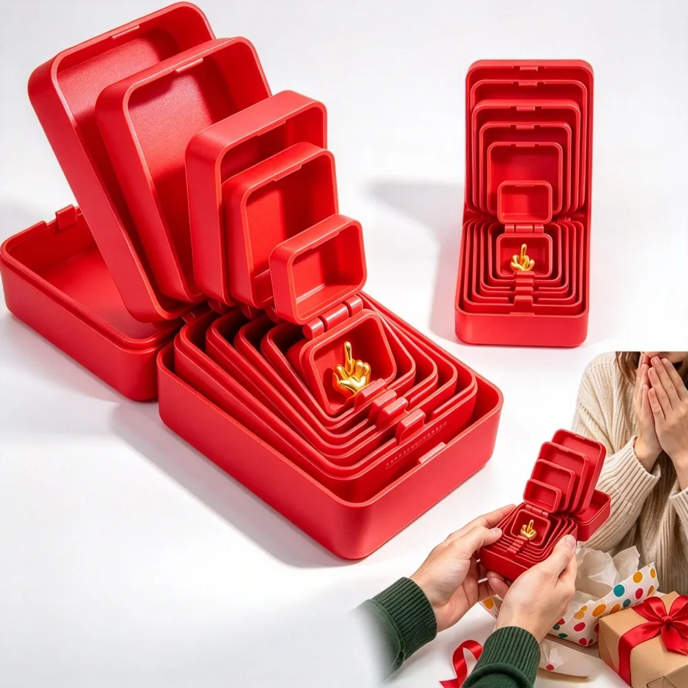 3D Printed Russian Doll Box Multifunctional Foldable Storage Box Middle Finger Stress-Relief Prank Toy Halloween Holiday Gifts