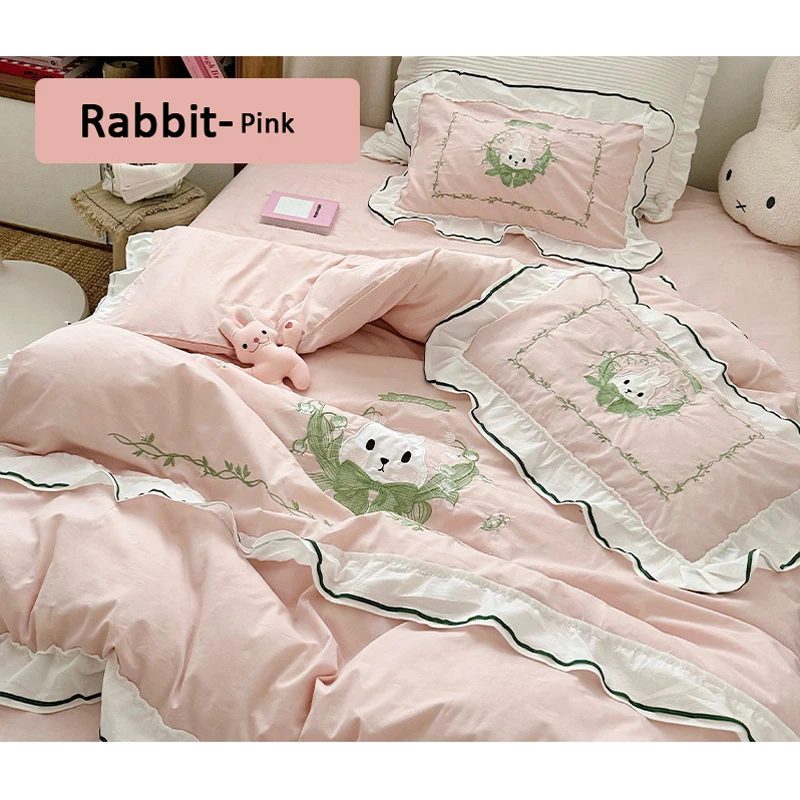 

3pcs Embroidered Duvet Cover Set (1*Duvet Cover +1*Sheet+ 1*Pillowcase, Without Core), Princess Style Lace Bedding Set ﻿CJ244