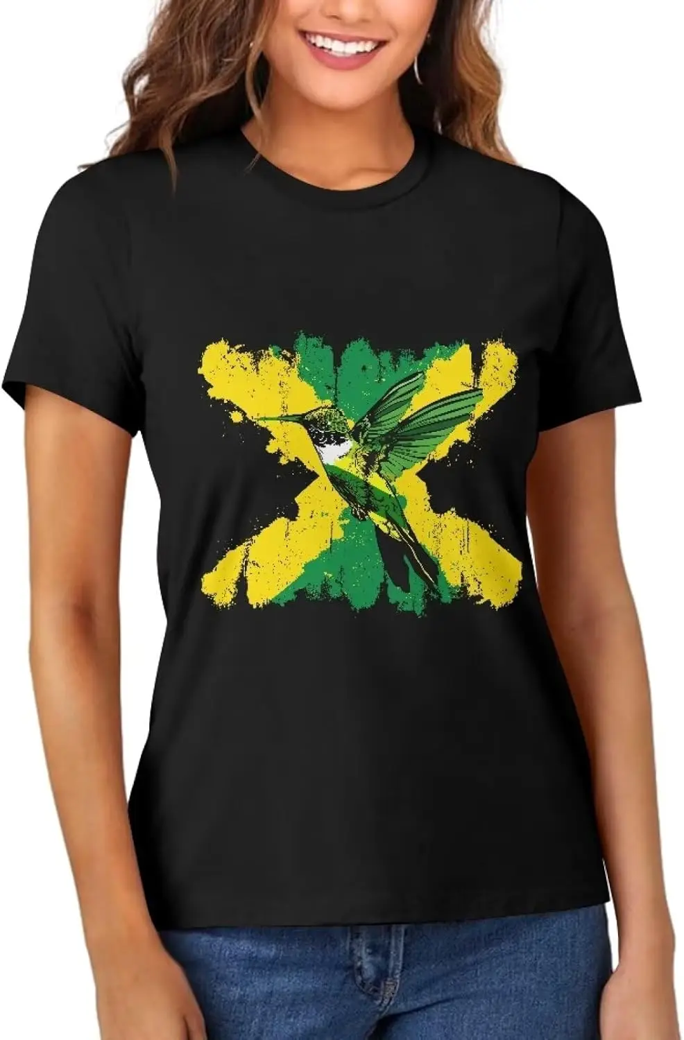 Jamaica T Shirt for Women Boyfriend Tees for Women Plus Size Round Neck