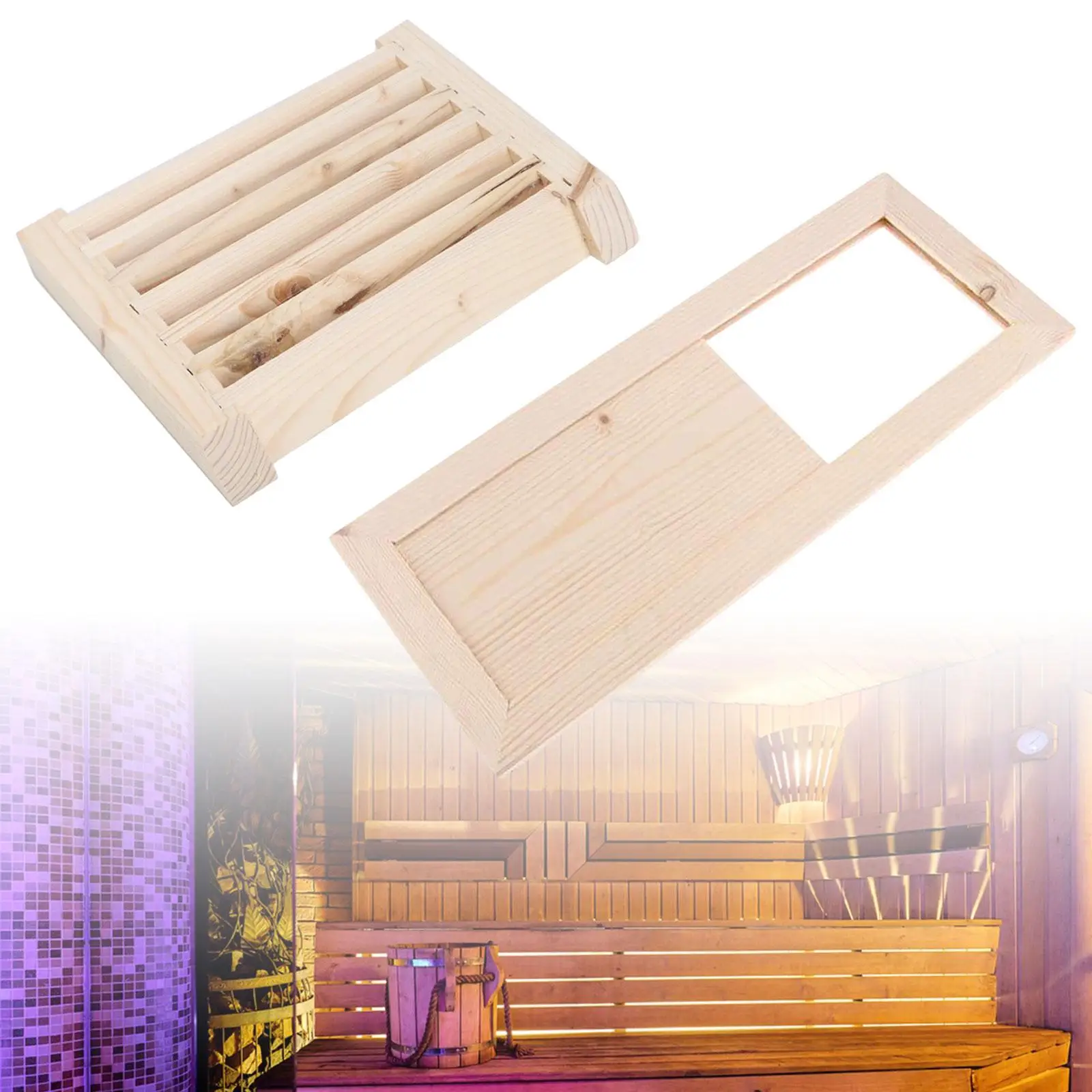 Air Vent Grille Wooden Accessory Sauna Room Air Vent Wood Shutters Air Ventilation Panel for Steam Room Swimming Pool Bathroom