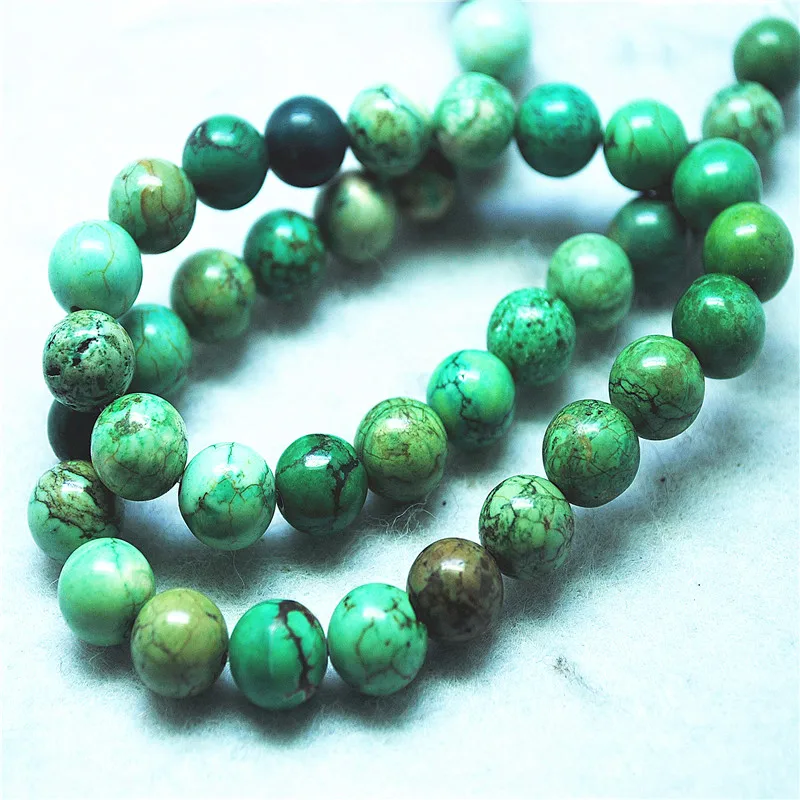 1 Strings 40PCS Natural Green Turquoise Beads Round Ball Howlite Stone Size10MM New Arrival Natural Gem Stone Good