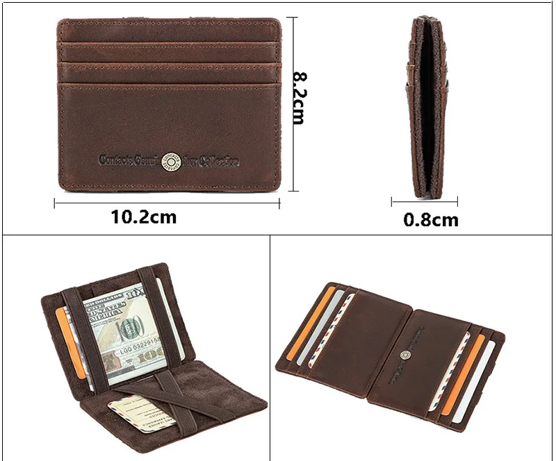 ماجيك تيل حامل بطاقة جلدية حقيقية محفظة سحرية سليم Bifold تتفاعل الذكور محافظ صغيرة سستة عملة جيب محفظة صغيرة المال كليب