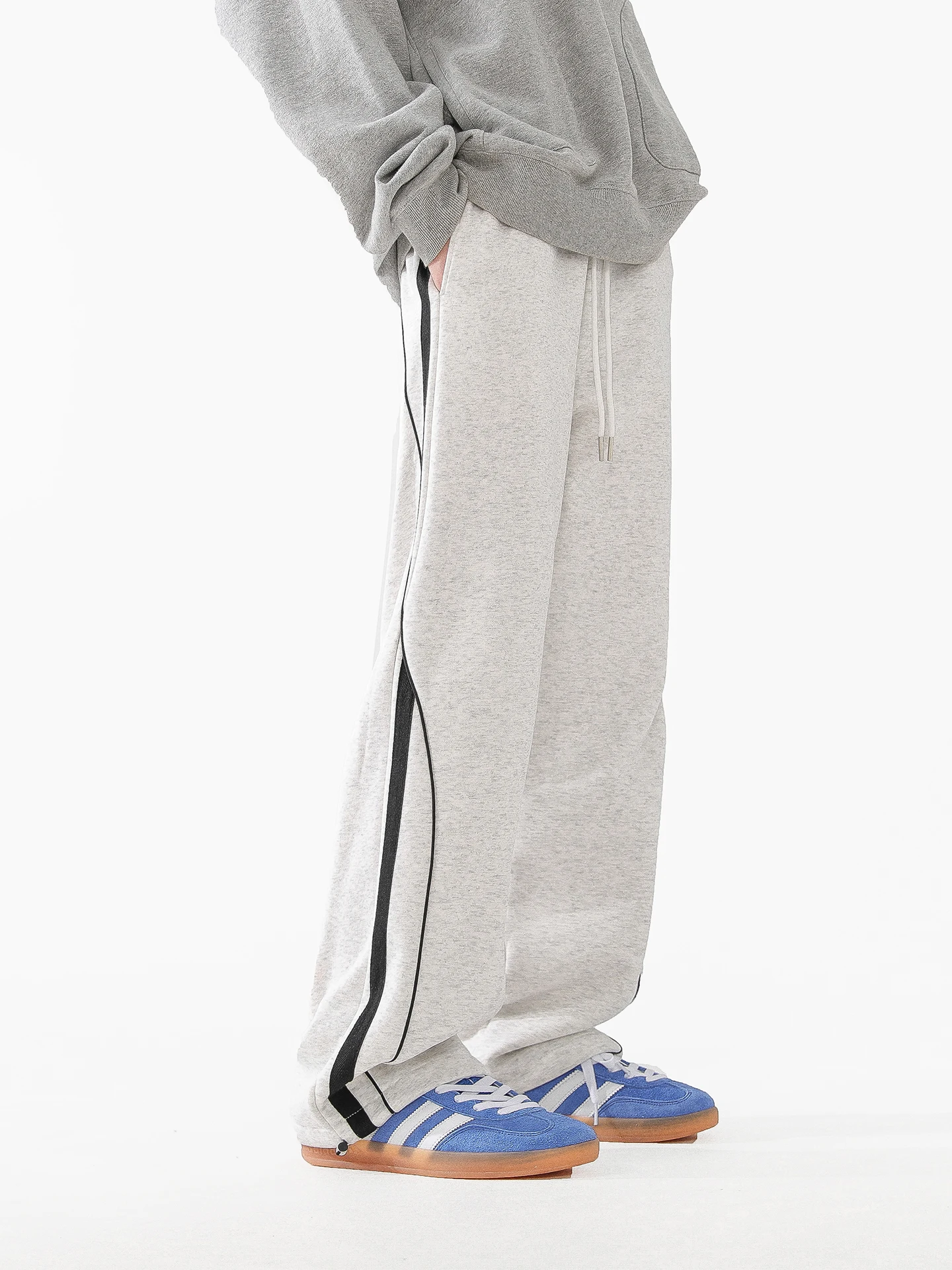 미국식 스트라이프 스포츠 팬츠 남성용 가을 겨울 루즈 스트레이트 캐주얼 헤비웨이트 롱 트라우저 다용도 스트레이트 레그 진