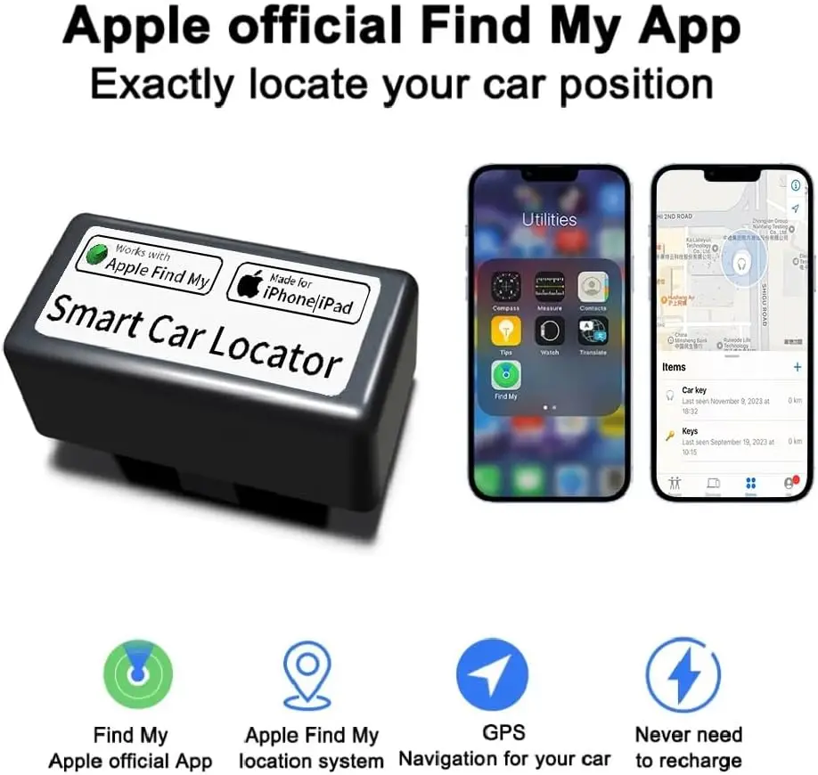 

Mini Car OBD GPS Locator Works With Apple Find My APP Quick Installation Smart Tracker Anti-lost Device Finder Global Position