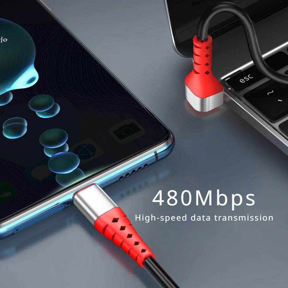 5A USB C Cable 90 Degree Elbow USB Type C Cable For Iphone 15 Xiaomi Huawei Spring Telescopic Car USBA/C To Type C Data Cable