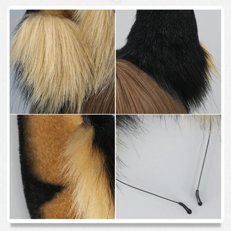 3 Arten Anime handgemachte Plüsch Hund Stirnband simulierte pelzige große Hund Ohr Prop Mann Club Party Cosplay realistische Haar-Accessoire