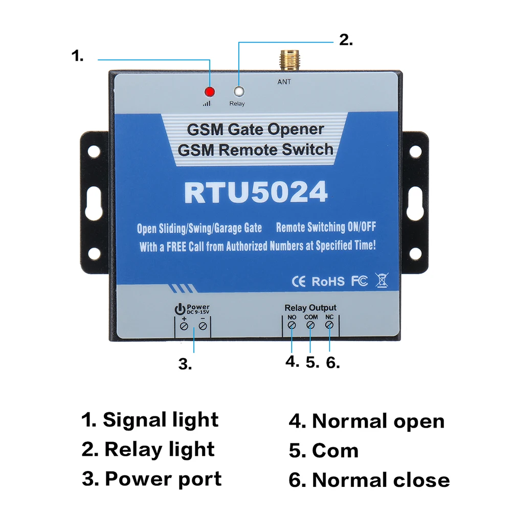 RTU5024 GSM Gate Opener Relais Schakelaar Draadloze Afstandsbediening Deur Toegang Gratis Bellen 850/900/1800/1900 MHz RTU5024 GSM Deuropener