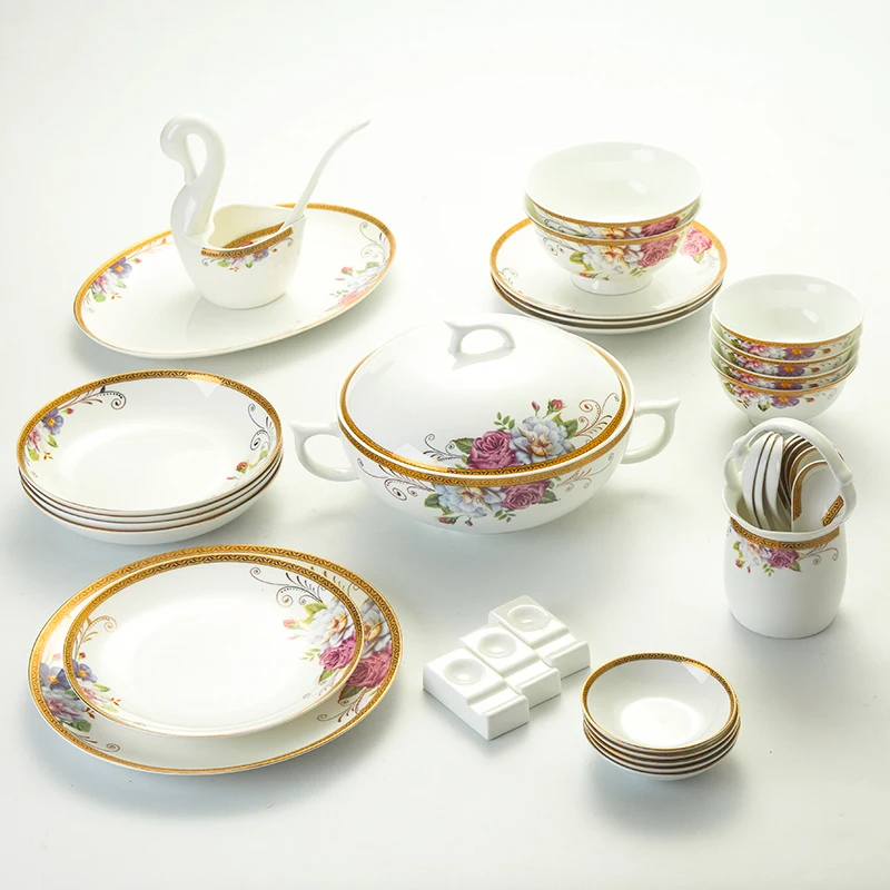 

Free combination of tableware, Jingdezhen bone porcelain, dining bowls, plates, and dishes set, suitable for microwave ovens