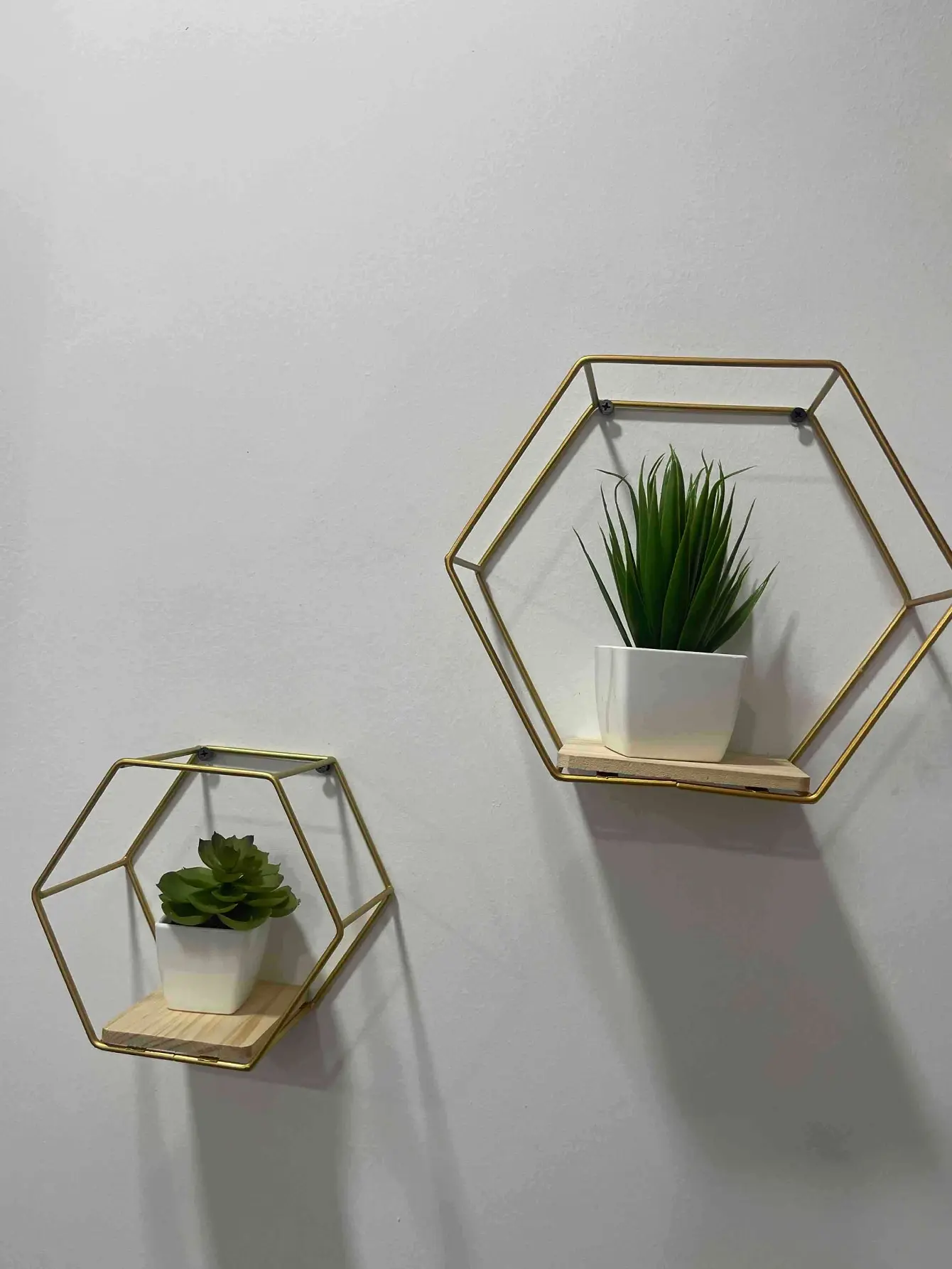 [ديكور عيد الميلاد] قطعتان من رفوف تخزين الحائط الحديدية المقاومة للحفر (L/S) - مع خطافات للنباتات/الدمى في أصيص