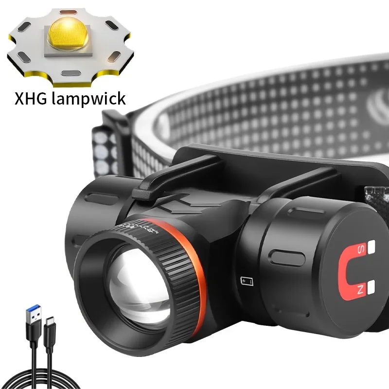 

Зум-фара для улицы, светодиодный яркий свет, сверхдлительное время автономной работы, перезаряжаемый налобный сверхяркий фонарик дальнего действия