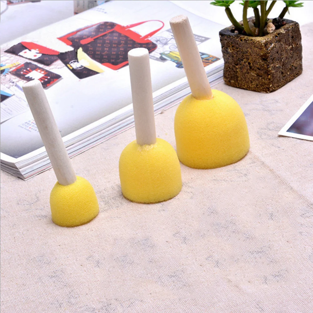 5 Pcs Water-absorbing Sponge Brush Paining Painting for Kids Round Painitng Bamboo Graffiti Stippler Set