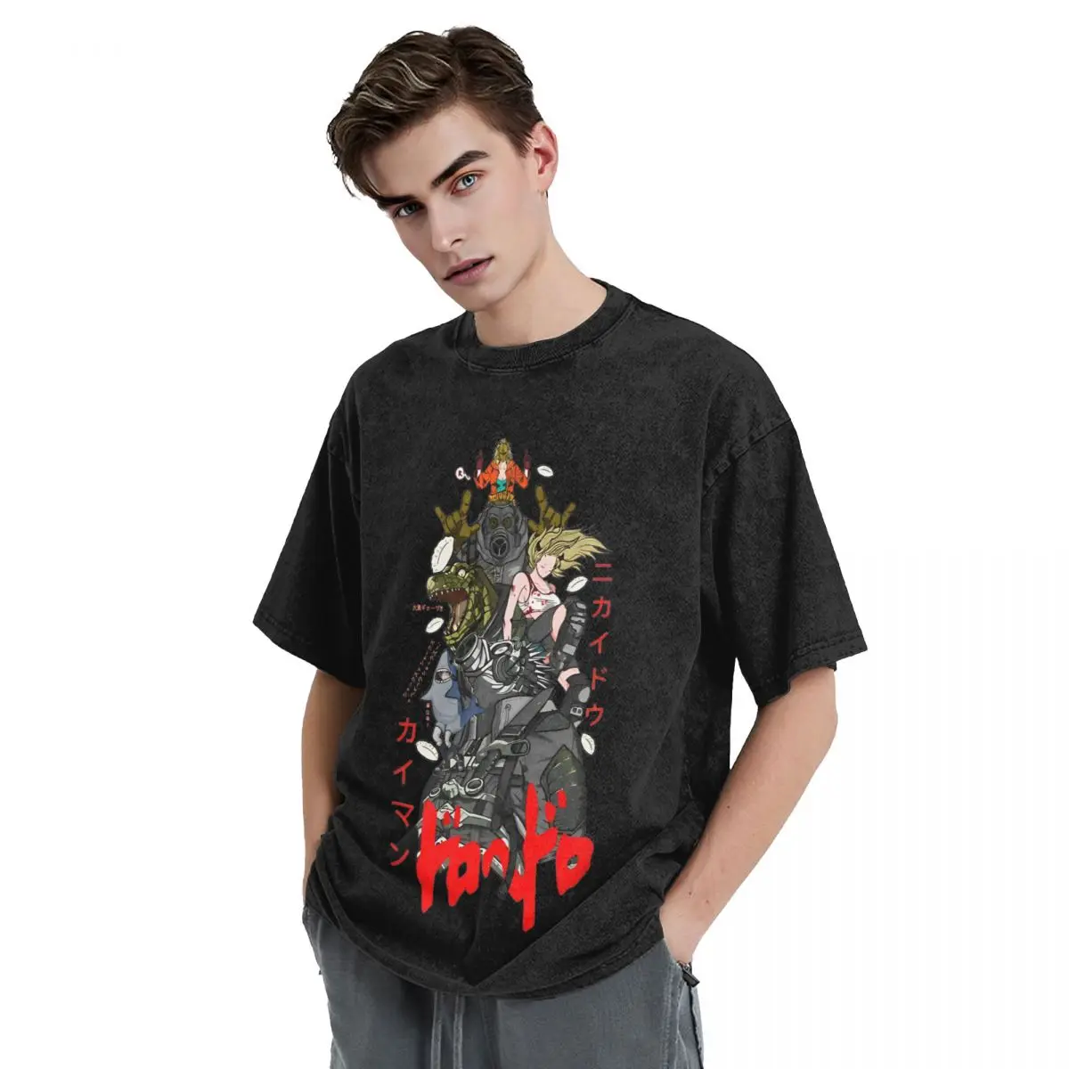 Washed T Shirt Dorohedoro T-Shirt Street Manga Fanart Nikaido Streetwear Short Sleeve Summer Tops Tee Shirt for Men Women