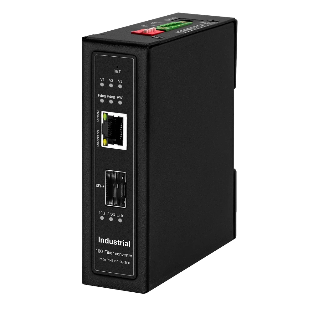 1G/10G محول الوسائط الصناعية المُدارة | 2/ 3 منافذ من الألياف الضوئية إلى جهاز إرسال واستقبال POE | 802.3at/af/bt | sw 12-57Vdc POE 40-57Vdc | دين