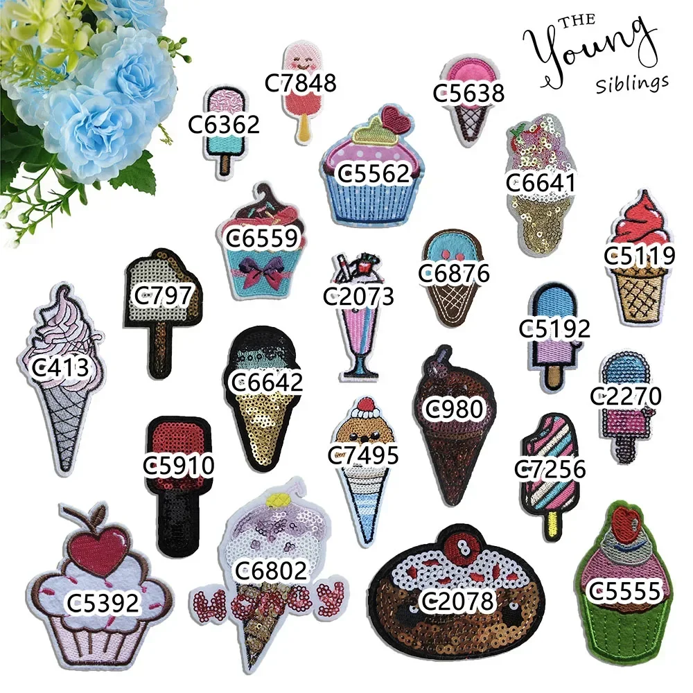 Single sale 1 pcs Ice Cream style Hot melt adhesive ironing embroidery patch DIY sewing decorate clothes clothing