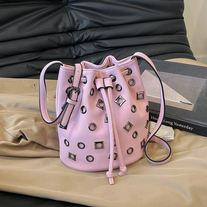 

Designer Rivet Crossbody Bag Women Vintage Suede Leather Handbag Top Branded Underarm Shoulder Bag Lady Fashion Travel Bag Tote