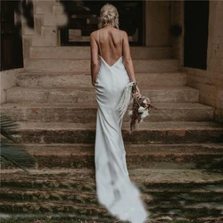 Vestidos De novia bohemios personalizados para mujer sirena 2025 tirantes finos gasa vestidos De novia De playa Vestido De novia Vestido De novia
