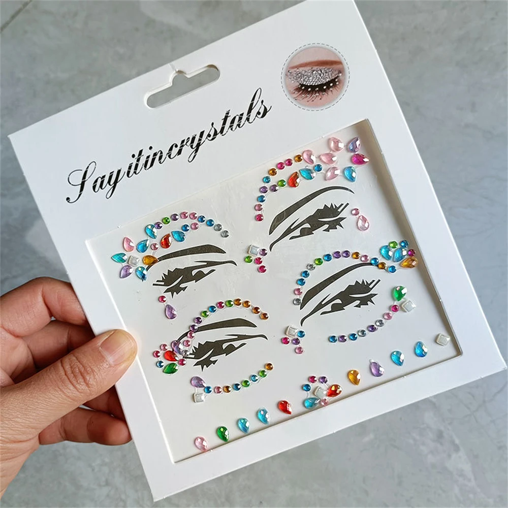 3D Sexy Face Tattoo Stickers Temporary Tattoos Glitter Fake Tattoo Rhinestones For Woman Party Face Jewels Tatoo Eyes Sticker