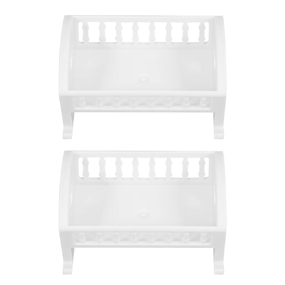2 Pcs Crib Model House Decor Baby Bed for Dolls Decorate Dollhouse Abs Toy