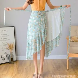 Falda Floral de una pieza para mujer, ropa de playa de estilo coreano, tendencia elegante, Y2k, Primavera, 2024