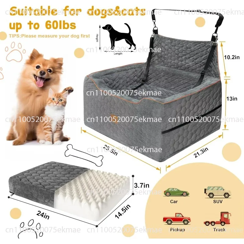 Multipurpose Car Seat Booster Small Big Dog 60lbs Washable Pet Booster Seat Animal Pattern Cotton Polyester Oxford