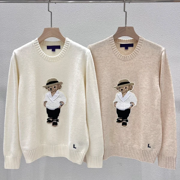 

Осенне-зимний вязаный свитер свободного кроя с длинными рукавами и круглым вырезом, с вышивкой, в британском стиле, для женщин