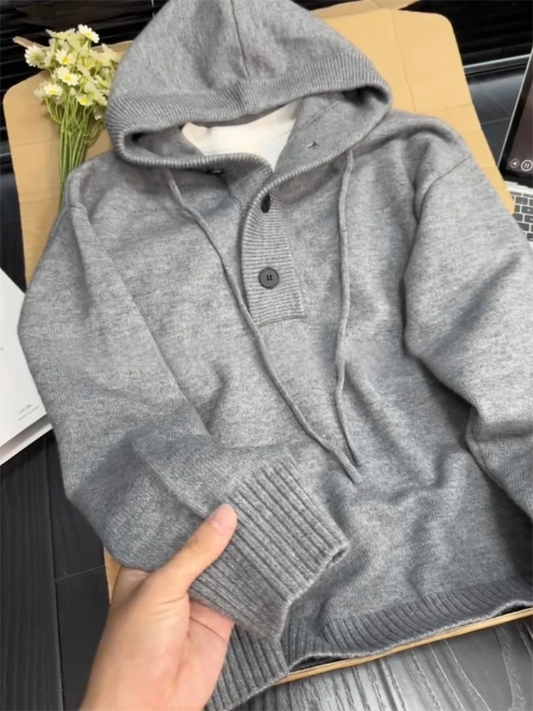 

Мужская вязаная толстовка в винтажном стиле American Sle, свободная повседневная верхняя одежда, плотный худи, удобная осенняя одежда