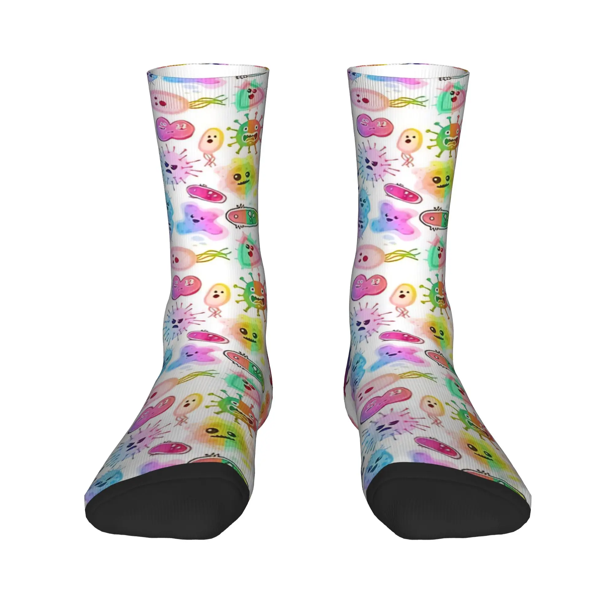 Cute Microbes Bacteria Socks  Funny Stockings Autumn Anti Sweat Men Socks Comfortable Graphic Cycling Socks