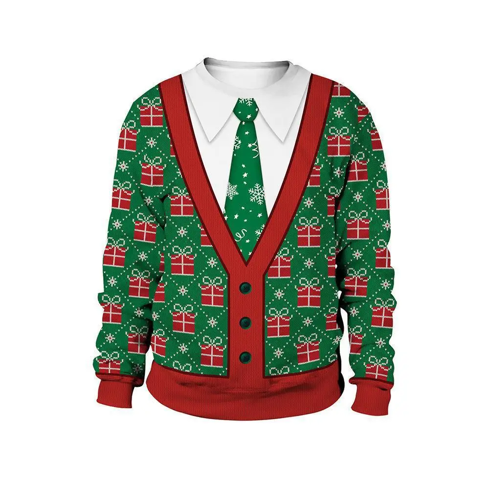 Kerst Nieuw Dier 3d Print Kerst Pullover Ronde Hals Paar Trui