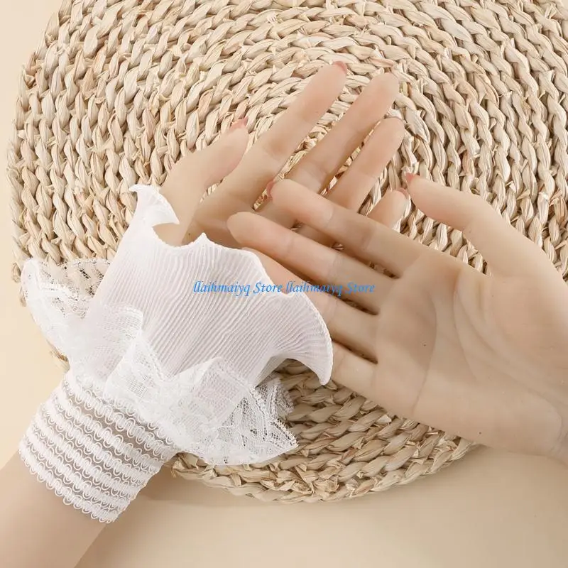 573B Stretchable Lace Hand Sleeves Wrist Cuffs For Cosplay Tea Parties And Daily Wear
