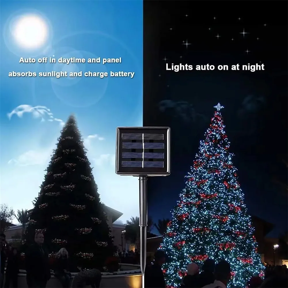 

200LED Solar String Light Fairy Outdoor Garden Waterproof Lamp 2025 Christmas Garland Xmas Holiday Party Home Decoration