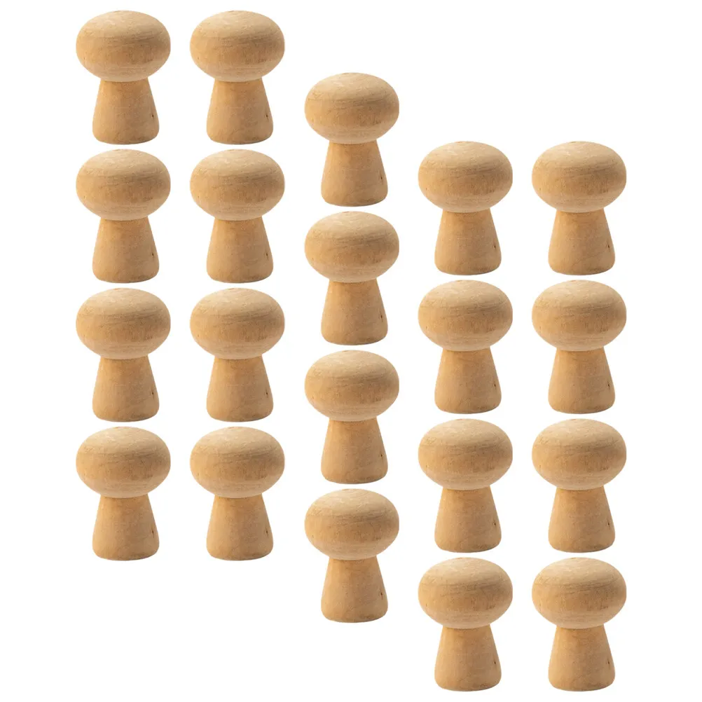 

20Pcs Unpainted Wooden Mushroom Crafts DIY Painting Materials Decorative Wooden Blocks for Room Garden Creativity