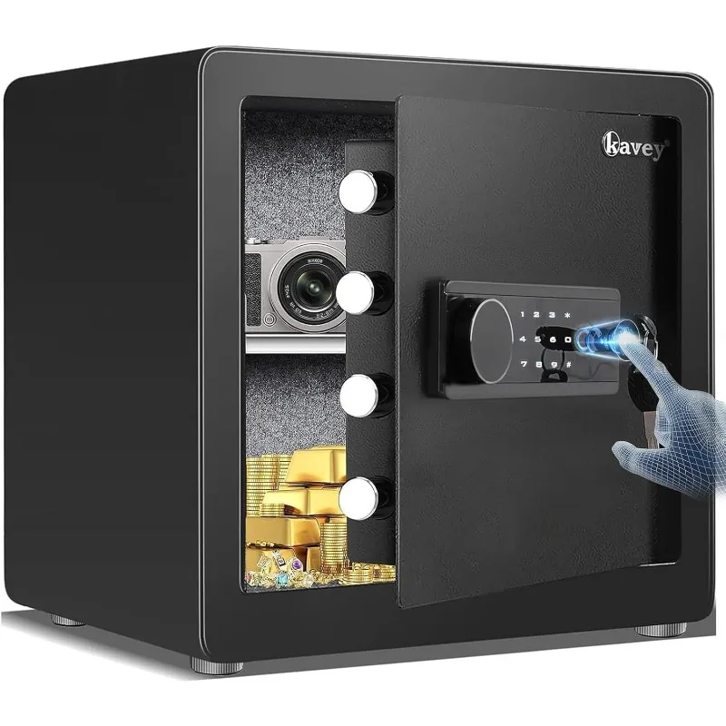 1.6 Cub Biometric Safe, Home Safe with Backlit Touch Screen Keyapd and Dual Alarm System, Money Safe with Mute Function and