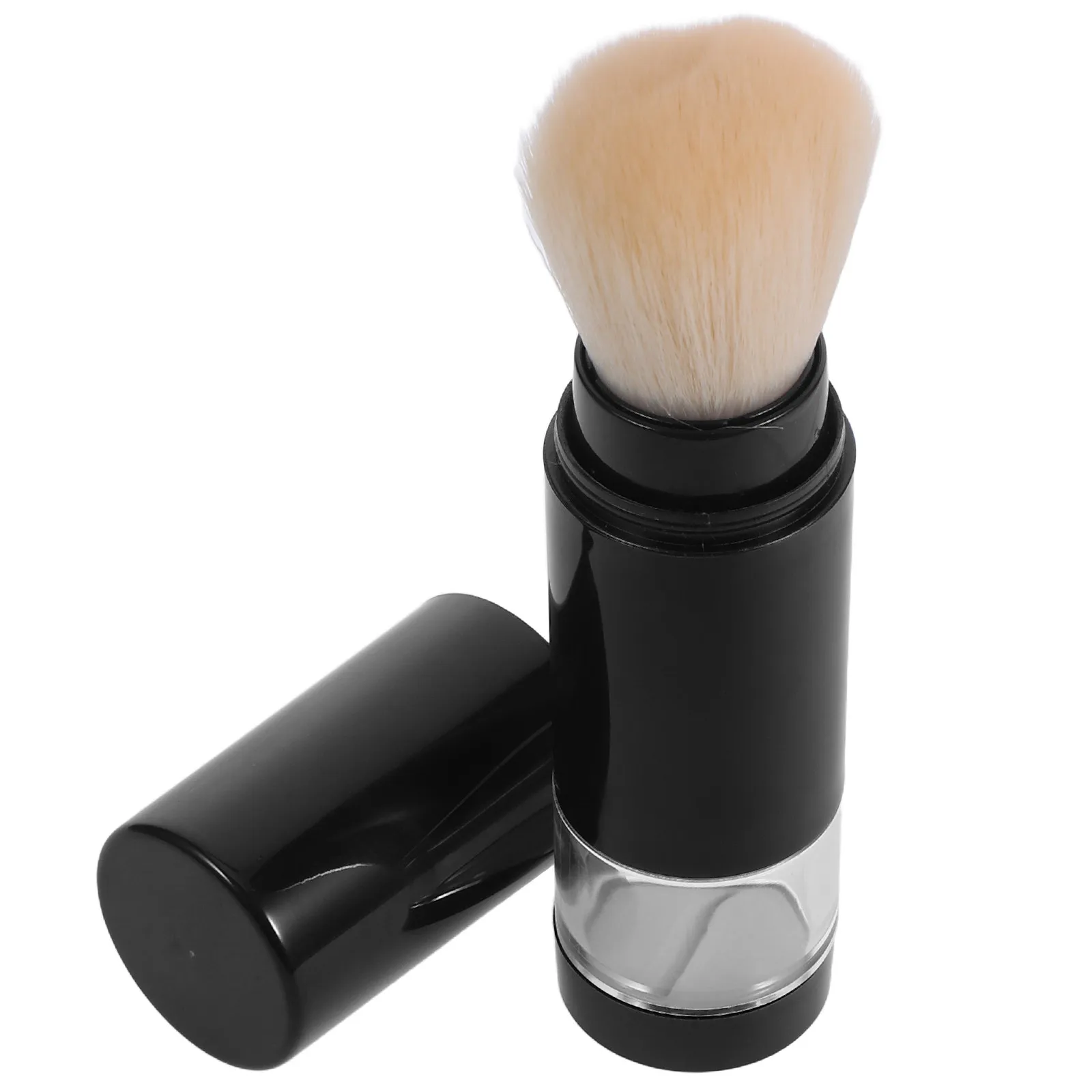 Compact Portable Makeup Brush with Refillable Loose Powder Dispenser Twist Mechanism for Quick Touch-Up Face Powder Blush