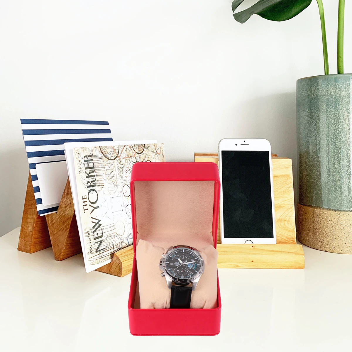 

Watch Display Box Single Holder Jewelry Storage Case Wristwatch Small Stand Man