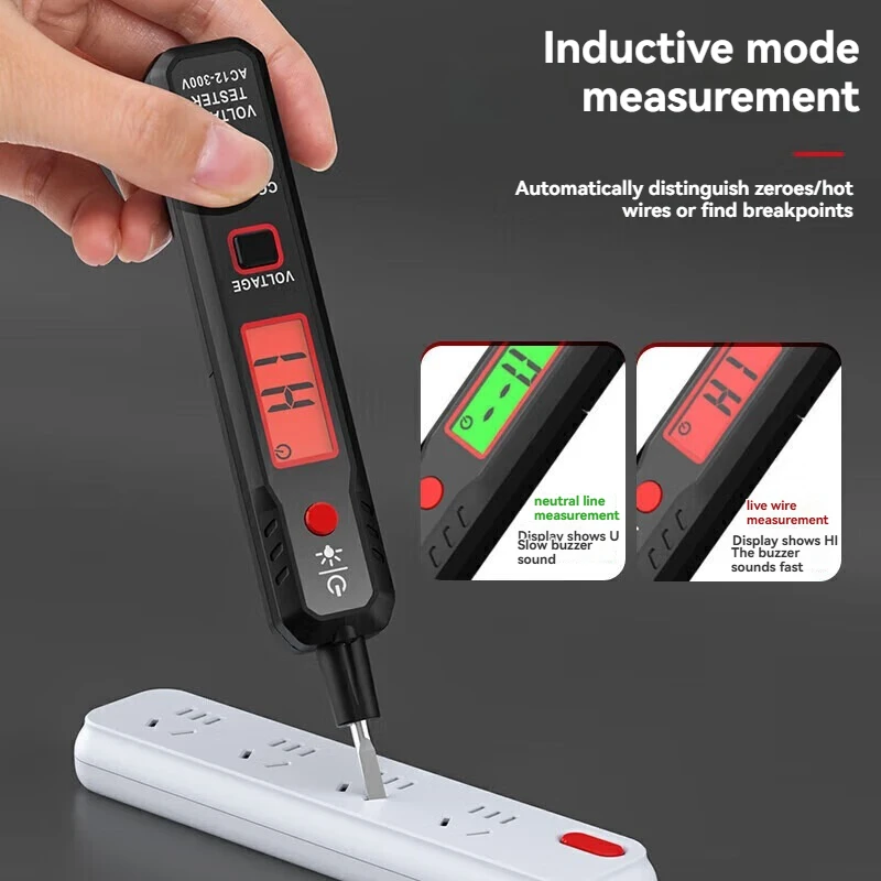 12-300V On/Off Testing Sensor Voltage Measuring Pen Intelligent Induction Digital Display Measuring Pen