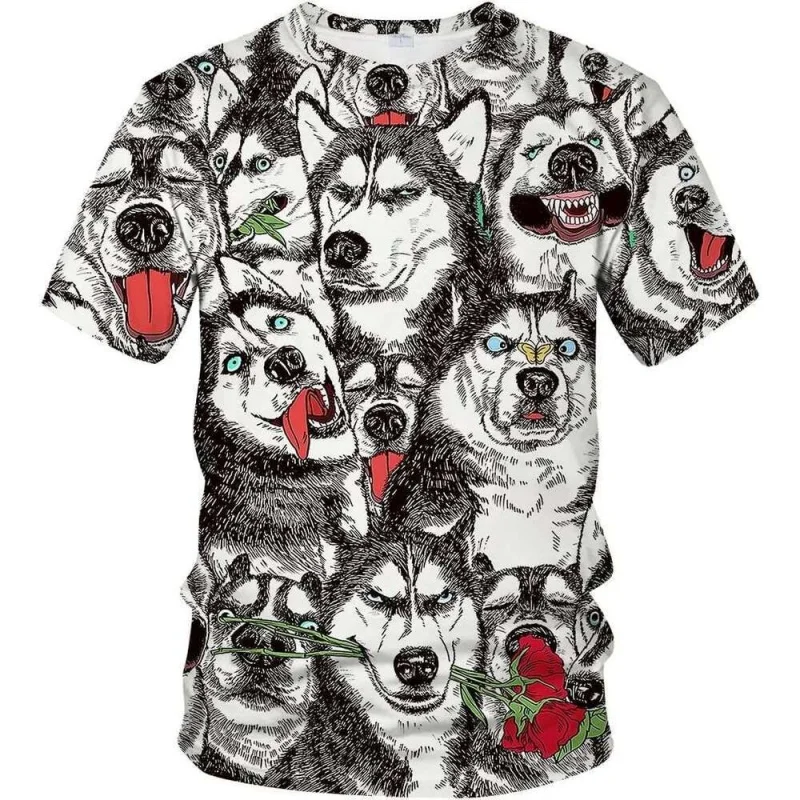 

Funny Dog Graphic T Shirt For Men Cute Animal for Men 3D Printed Tees Summer Fashion Short Sleeve Loose O-Boyun Sokak T-Shirt